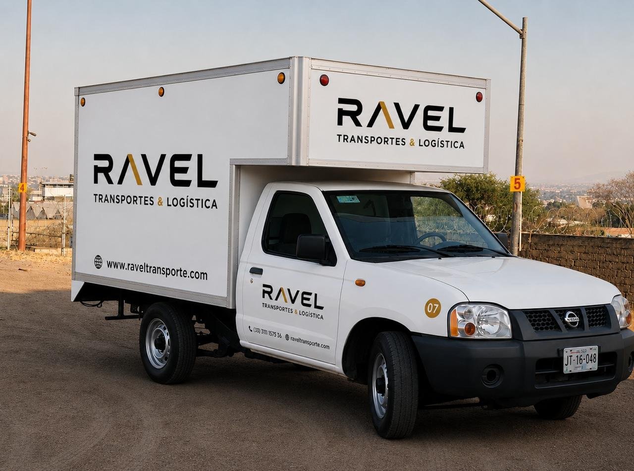 Camioneta Nissan de RAVEL rotulada y lista para reparto